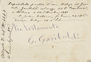 Immagine del testamento di Garibaldi